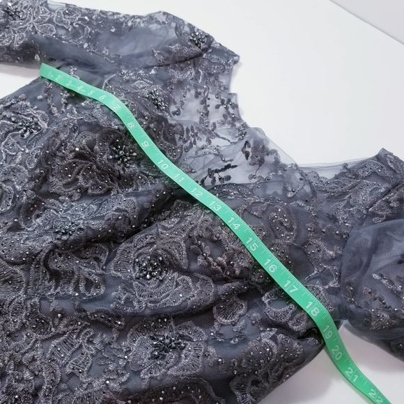 Montage by Mon Cheri Embellished Rhinestones Short Sleeves Lace Long Gown - Picture 6 of 10